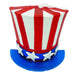 Patriotic glitter half top hat decoration in red, white, and blue with white stars, flat back design, 4.5 x 9 x 7.5 inches