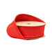 A spool of 1″ Red Wired Dupioni Ribbon with Metallic Fuse Backing (10 yards, 91224-250-25E), partially unrolled and curled around its cardboard reel, is shown against a white background—perfect for Christmas decorating.
