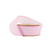 The 1.5 Inch White with Pink Ticking Stripe Ribbon (9313W-150-38E) is partially unspooled against a white background—ideal for wreaths, farmhouse decor, or crafts.
