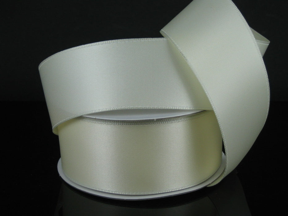 1.5" by 25 Yards Ivory Wired Double Faced Satin Ribbon 950109-18