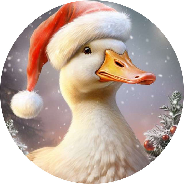 10" Trendy Tree Christmas Goose Round Metal Sign TT-047