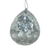 The 6.3" x 4" x 9" Silver Plastic Drop Ornament (model DCORN5408SL) features a faceted teardrop shape that sparkles as it reflects light, making it a dazzling addition to any décor.