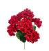 The Red Geranium Bush – Plastic Leaves – 7 Stems – 18.5 Inches E64261742 features vibrant artificial blooms and lush green leaves, perfect as a floral filler for wreath makers, isolated on a white background.