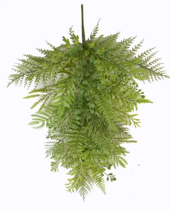 The 26-inch Mixed Fern Green Teardrop (E66261626) features cascading greenery, ideal for crafting a teardrop swag or enhancing your favorite wreath base.