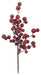 The 17 Red Frosted Mixed Berry Pick EC583324 features clusters of round red berries with a glittery, frosted finish on brown stems, displayed against a white background.