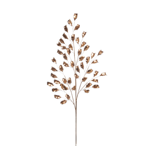 A single, tall, gold stem with multiple thin branches and small leaves—part of the 33" Gold Leaf Spray F4517608—isolated on a white background.