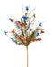 The 24 L Navy/Rust/Off White Fabric Flower/Eva Leaf/Beads Spray FH807163 features fabric flowers, EVA leaves, and beads in a stylish fan arrangement against a white background.