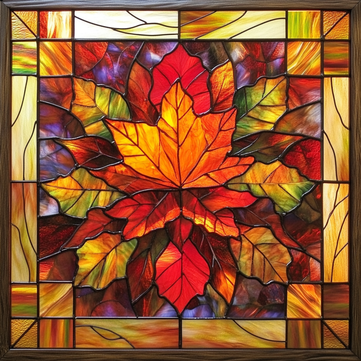 FallMapleLeafStainedGlassWindo
