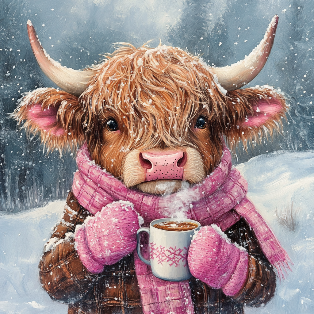 Sottobicchiere Highland Cow in Hat: fondo in sughero, lavabile Sottobicchiere Highland Cow in Hat: fondo in sughero, lavabile