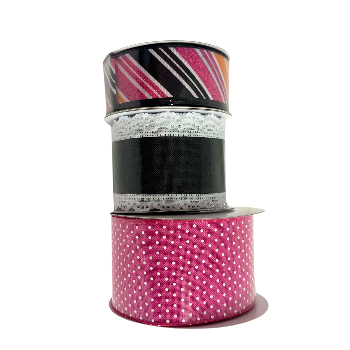 Hot Pink, Black, and Orange Halloween 3 Ribbon Bundle — Trendy Tree