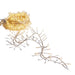 A close-up of a coiled 20 Fairy Cluster Light on Silver Wire L4337025 shows its branch-like design. The gold-tone, warm white LED lights cast intricate shadows on the white surface, emphasizing the twig-like details, ideal for indoor and outdoor use.
