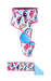 The 2.5X10YD Multi Butterflies/Fused LX1008RT is a multicolor, coiled ribbon with pink-edged butterfly prints on a light blue base and features a wired design with a solid blue reverse side when flat.