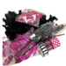The McKenzie Cole Halloween Swag with Vampire Lips Wreath Kit 08092025 includes vampire lips with fangs, black branches, sparkly pink leaves, and black and pink swag ribbon with skull and polka dot designs—perfect for Halloween decor.