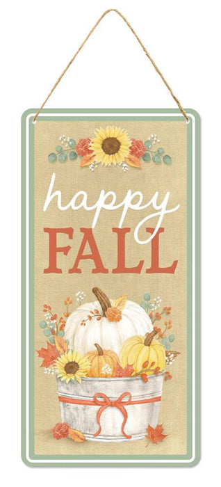 12"H X 6"L Happy Fall Sign Natural/Sage/Terracotta MD1261