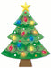 Illustration of a decorated Christmas tree with colorful lights, ornaments, and a yellow star—perfect for inspiring your holiday decor or enhancing your space with the 12.5 Metal Christmas Tree MD1664H9 sign.