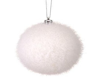 100Mm Sparkle Snow Ball Ornament 4 Piece Box White MTX60761