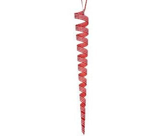 24" Acylic Peppermint Ribbon Icicle Ornament Red And White MTX67906