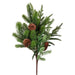 The 24" Real Touch Norfolk Spruce Juniper Spray (MTX68569) features lifelike green needles and three brown pinecones, set against a white background.