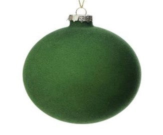 4"Glass Flocked Ball Ornament Green MTX69353