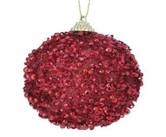 80Mm Glitter Ball Ornament Red MTX69683