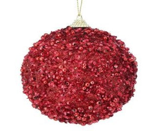 100Mm Glitter Ball Ornament Red MTX69684