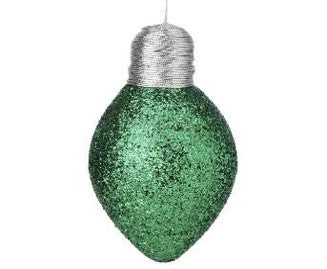 7" Glitter Lightbulb Ornament Green MTX70543