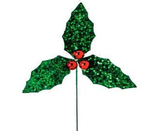 22" Sequin Holly Stem  Red And Green MTX72002