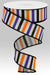 A spool of 1.5X10Yd White Orange Purple and Black Horizontal Stripe Royal Ribbon (RGA121327) unspools in a loose spiral against a plain background.