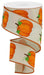 A 2.5x10yd Royal Ribbon in cream, orange, brown, and moss with pumpkins and leaves design. Product: RGA147164.