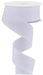 A spool of 1.5X10YD White Crystal Shine Ribbon RGE199427 unwinds in a loose spiral, the shimmering white ribbon hanging down gracefully against a plain background.
