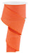 A partially unwound 2.5X10YD Orange Crystal Shine Ribbon RGE199520 drapes in a spiral shape against a white background.