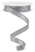 A 5/8 x 10YD Silver Shimmer Glitter Ribbon (RGF108926) hangs in a loose spiral against a white background, displaying its sparkling silver shine.