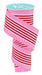 The RGF1301A2 ribbon features a 2.5 x 10-yard spool with alternating pink sections with white polka dots and red vertical stripe sections in a spiral.