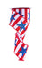 The 2.5X10YD Red White Blue Bold Star Stripe Ribbon (RGF1520A1) showcases a partially unwound design featuring red, white, and blue stripes with glittery stars.