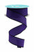 A 1.5X10Yd Purple and Black Mini Harlequin Ribbon (RGF169823) with black diamond pattern and edges unspools in a loose spiral against a white background.