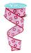 The 1.5X10YD White Red Pink Hearts/Stripes Ribbon (RGF191027) features pink and white geometric patterns, red squares, white hearts, and red edging—ideal for adding charming color to any project.