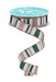 A spool of 7/8 X10Yd White/Sage/Champagne Horizontal Stripe Ribbon (RGF7918KL) features glittery beige accents and is partially unspooled, curling downward in a loose spiral.