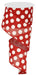 The 2.5X10YD Red White Medium Multi Dots Ribbon RX9146W7 has bold white polka dots on red and comes partially unrolled, spiral-shaped for a playful touch.