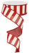 The 1.5 Inch Red White Horizontal Stripe Ribbon RX9148W7 features sturdy wire edges for easy shaping and displays bold red and white horizontal stripes, with the ribbon partially unspooled and curling in a spiral.