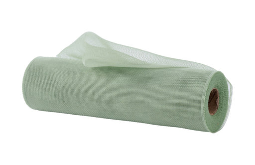 A partially unrolled 10.25x10yd Sage Green Fine Weave Mesh (RY5000AK) with its cardboard core visible, set against a white background.