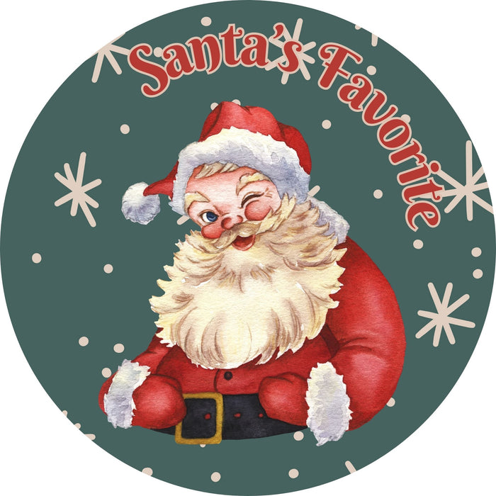 10" Trendy Tree Santa's Favorite Round Metal Sign TT-045