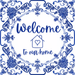 Trendy Tree exclusive Welcome to Our Home blue and white chinoiserie 10 inch metal sign for wreath making
