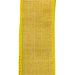 Placed on a white background is the 1.5X10Y Daffodil Poly Linen Ribbon X314809-22, a textured yellow bookmark with a daffodil hue, featuring a woven pattern and decorative stitching along the edges.