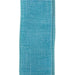 Close-up of a vertical strip of 1.5X10Y Aqua Poly Linen Ribbon X314809-45 against a white background, showcasing visible stitching and a textured, woven look similar to fine linen.