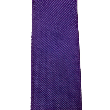 Close-up of a textured, wide, purple poly linen ribbon roll on a white background. It showcases a woven look with a matte finish in the elegant grape hue of the 1.5X50Y Grape Poly Linen Ribbon X314809-48.