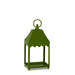 Part of the Holly Jolly Holiday Collection, the 13.5" Green Lantern X4559088 features a square base, four open sides, scalloped trim, a pointed roof, and a circular handle—perfectly festive for any space.