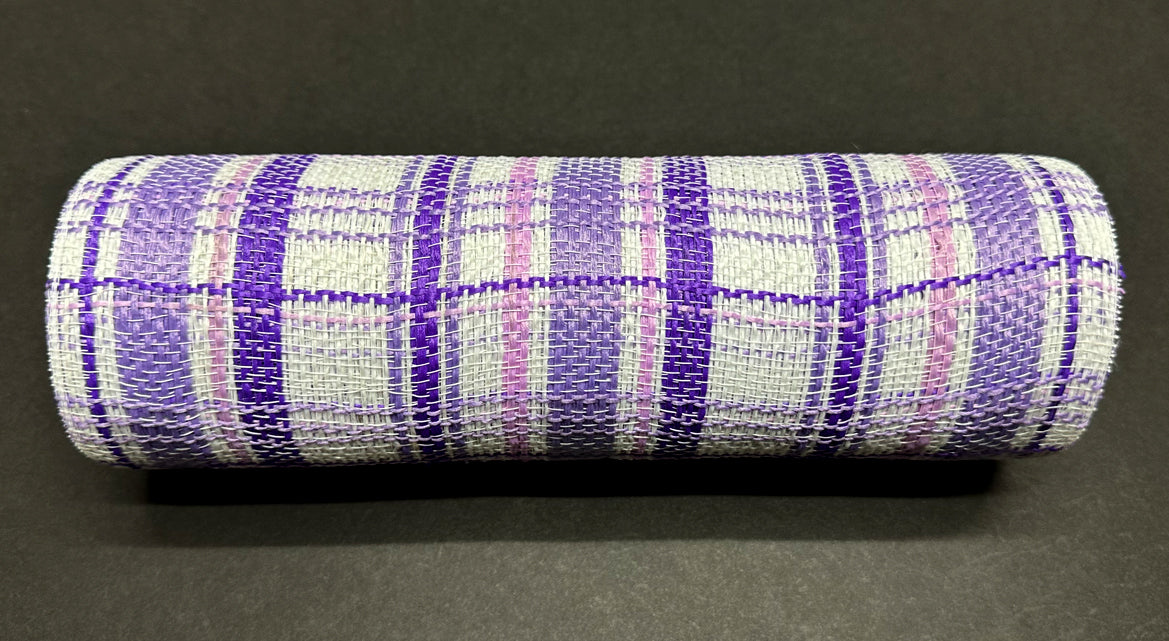Purple-Lavender-White Fabric Plaid Mesh, 10"X10Y XB240110-11