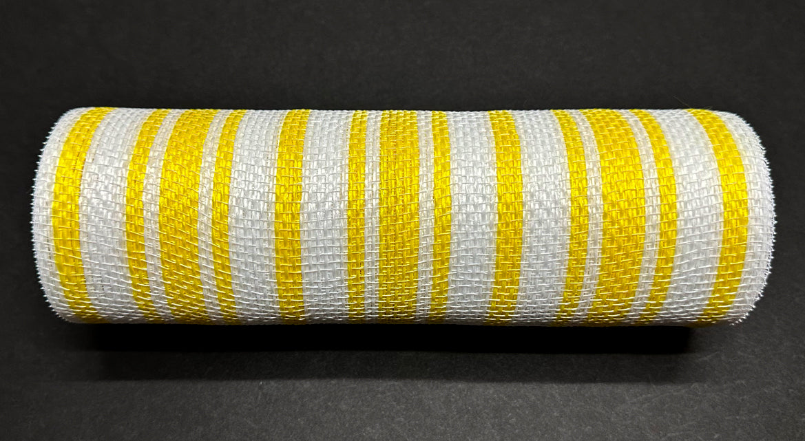 White-Yellow Ticking Fabric Mesh, 10"X10Y XB240310-22