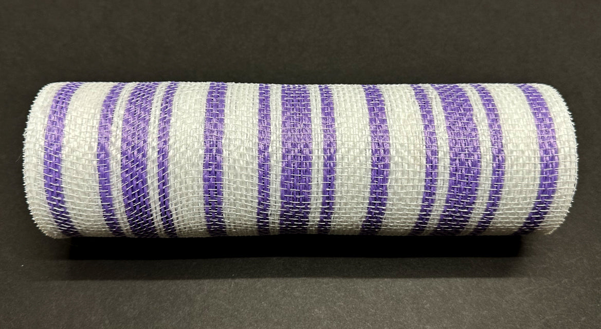 White-Lavender Ticking Fabric Mesh, 10"X10Y XB240310-30