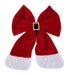 The 18 x 14.5 Santa Bow With Buckle XC725424 is a large red bow with a gold and black center buckle and white faux fur trim, adding festive Santa Claus style to your Christmas decorations.
